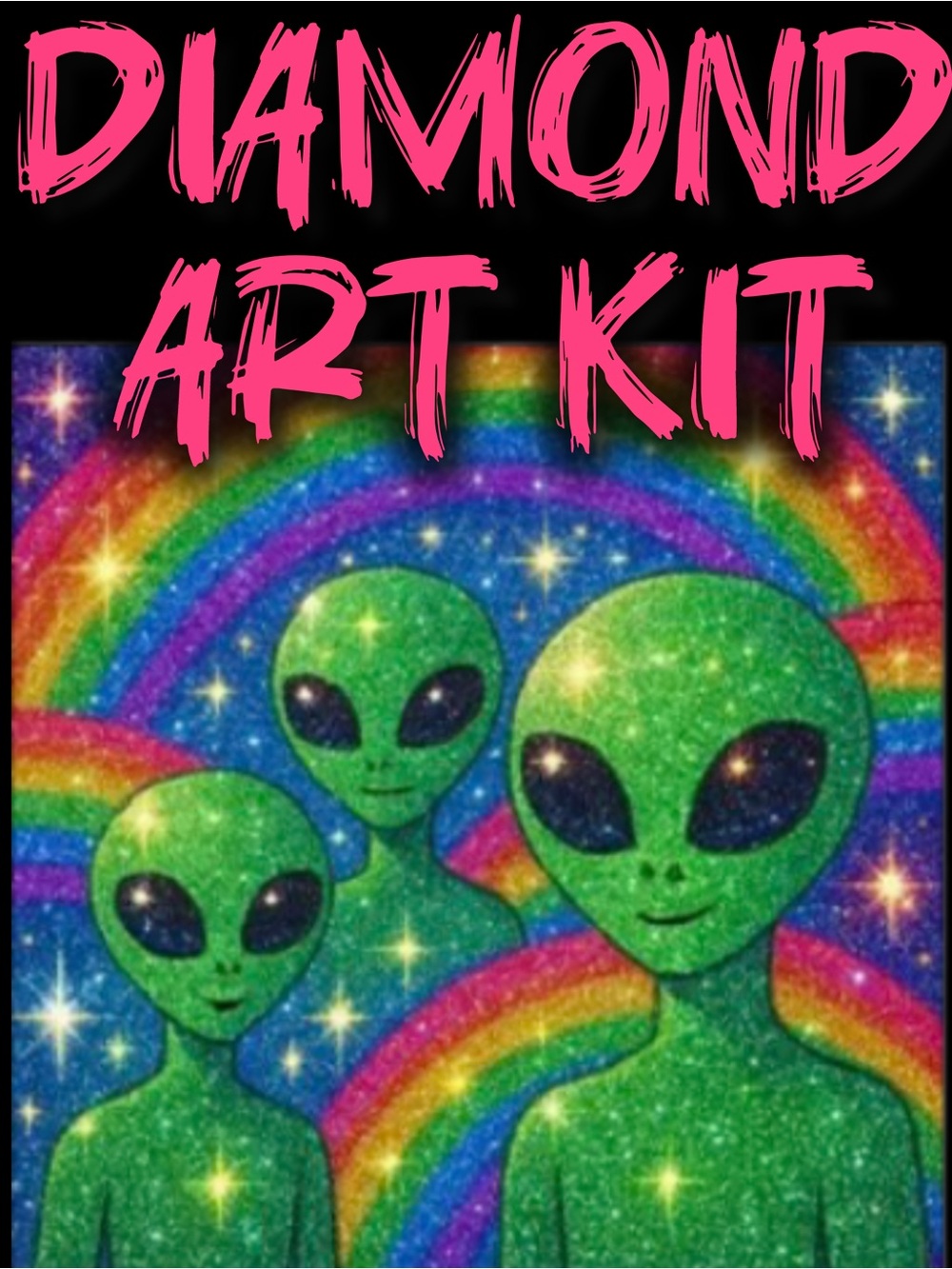Diamond Art Kit - Psychedelic Green Alien Rainbow Crafting Kit